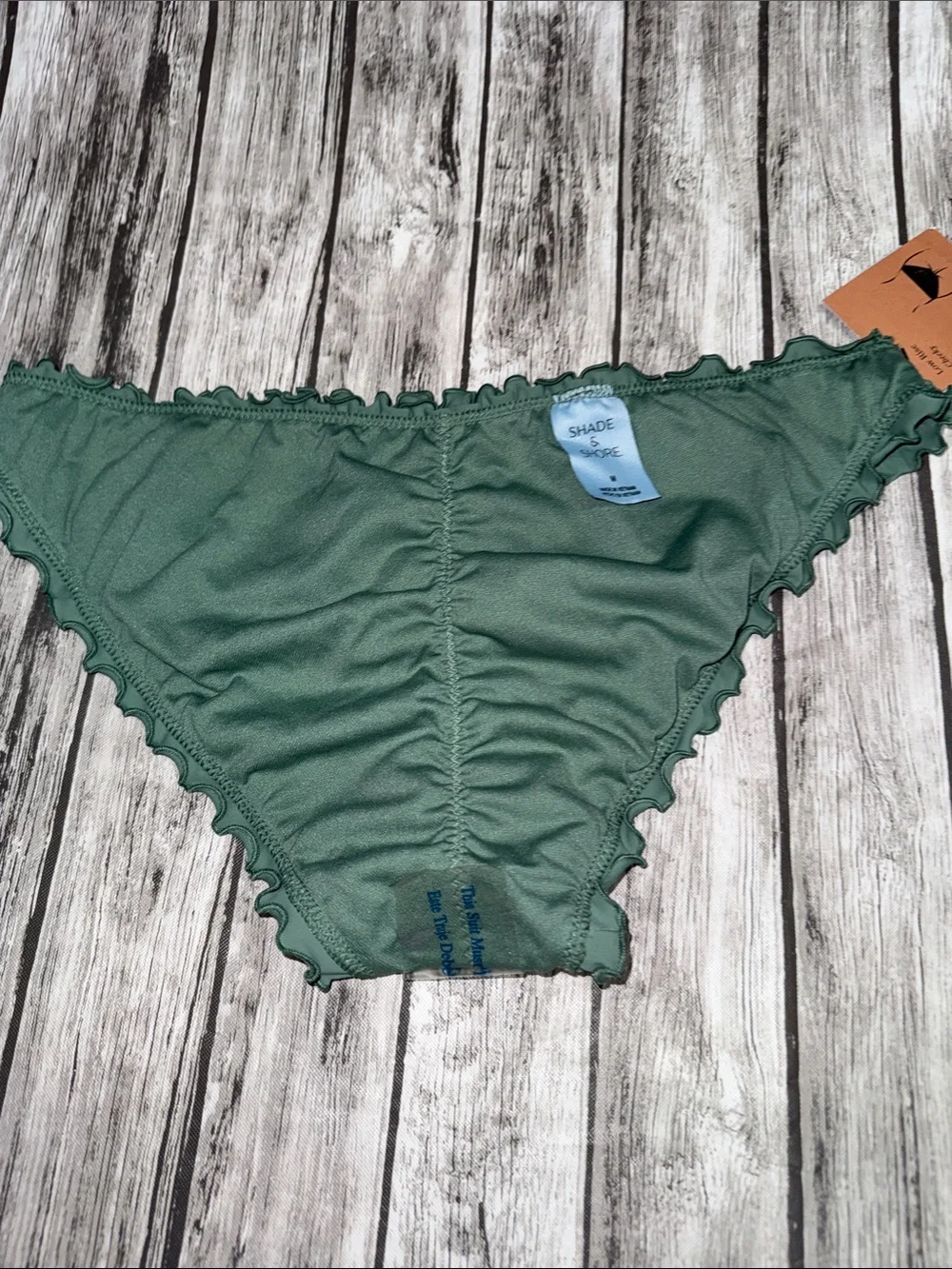 Shade & Shore Low Rise Cheeky Ruffle Bikini Bottoms - Green